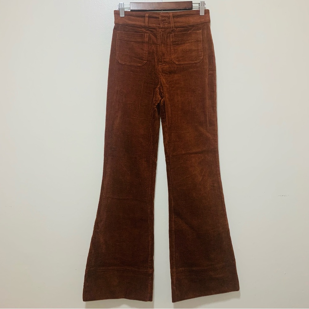 Faherty Brown Corduroy Flared Patch Pocket Pants … - image 1